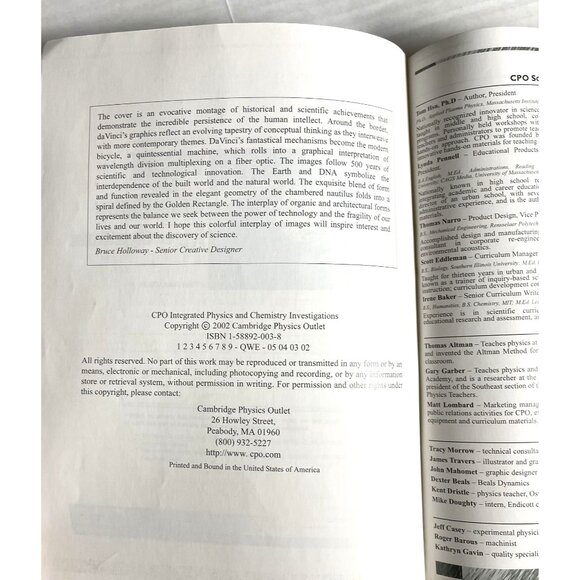 Investigations Integrated Physics And Chemistry Textbook Soft Cover Tom Hsu PhD - Picture 8 of 15